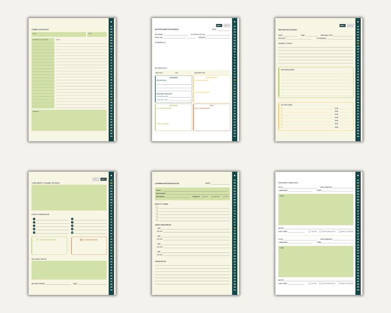 Développeur Agenda numérique PDF avec liens hypertexte Programmeurs Organisateur de workflow de codage GoodNotes Notability iPad Tablette Journal numérique image 9