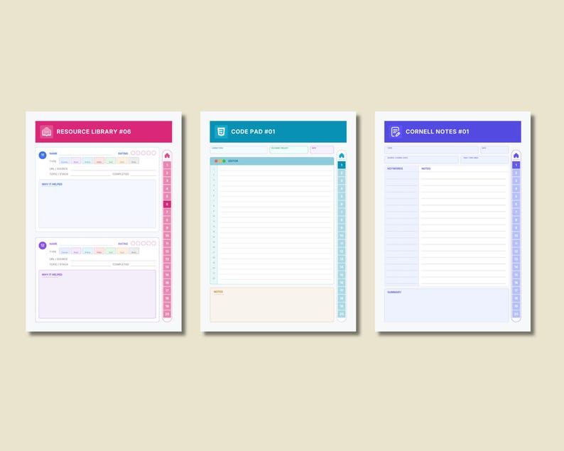 Planer przepływu pracy programisty z hiperłączami w formacie PDF, cyfrowy planer kodowania, śledzenie programowania, tablet GoodNotes Notability na iPada zdjęcie 11