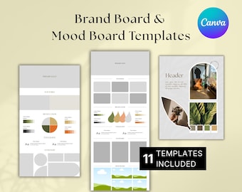 Kit di branding con modelli di board e mood board Canva per grafici, designer di loghi, web designer e agenzie di marketing digitale