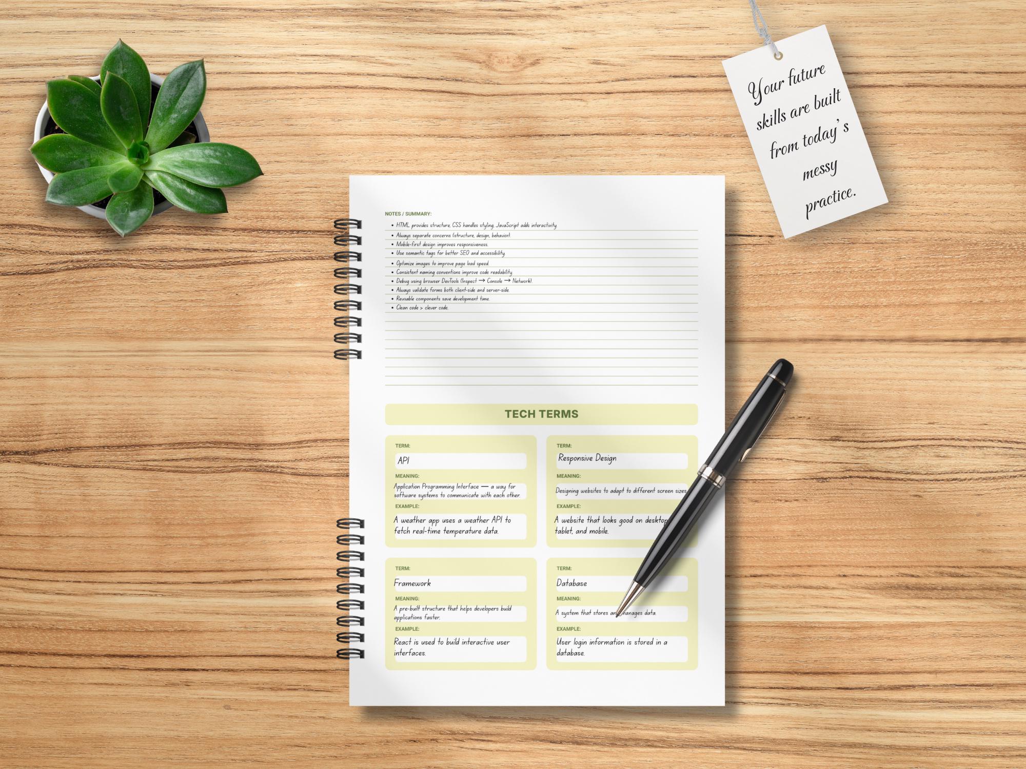 Coding Journal Printable PDF for Programmers, Developer Study Planner ...