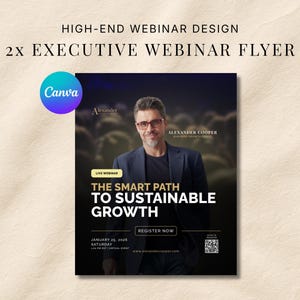 Executive Coaching Webinar Flyer Template, Luxury Business Mentor Event Poster, Social Media Workshop Promotion, Instagram Facebook Canva