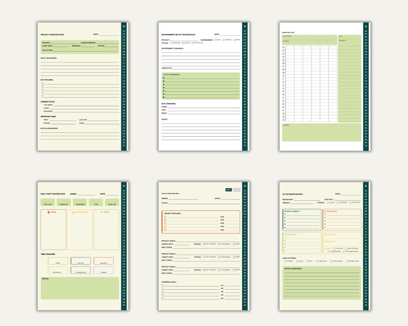 Développeur Agenda numérique PDF avec liens hypertexte Programmeurs Organisateur de workflow de codage GoodNotes Notability iPad Tablette Journal numérique image 10
