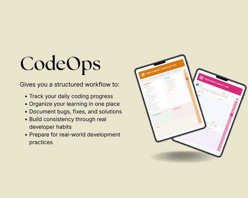 Planer przepływu pracy programisty z hiperłączami w formacie PDF, cyfrowy planer kodowania, śledzenie programowania, tablet GoodNotes Notability na iPada zdjęcie 2
