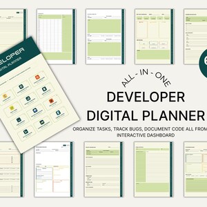 Développeur Agenda numérique PDF avec liens hypertexte Programmeurs Organisateur de workflow de codage GoodNotes Notability iPad Tablette Journal numérique image 2