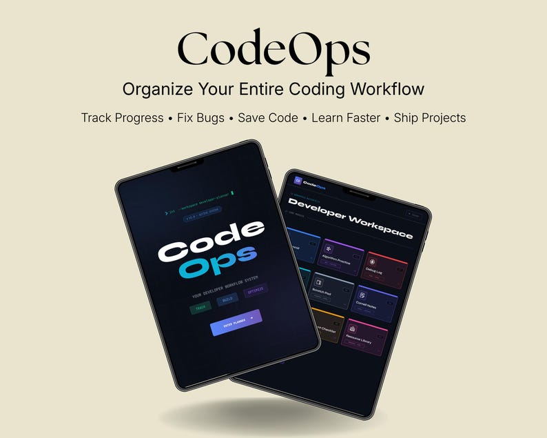 Planer przepływu pracy programisty z hiperłączami w formacie PDF, cyfrowy planer kodowania, śledzenie programowania, tablet GoodNotes Notability na iPada zdjęcie 1