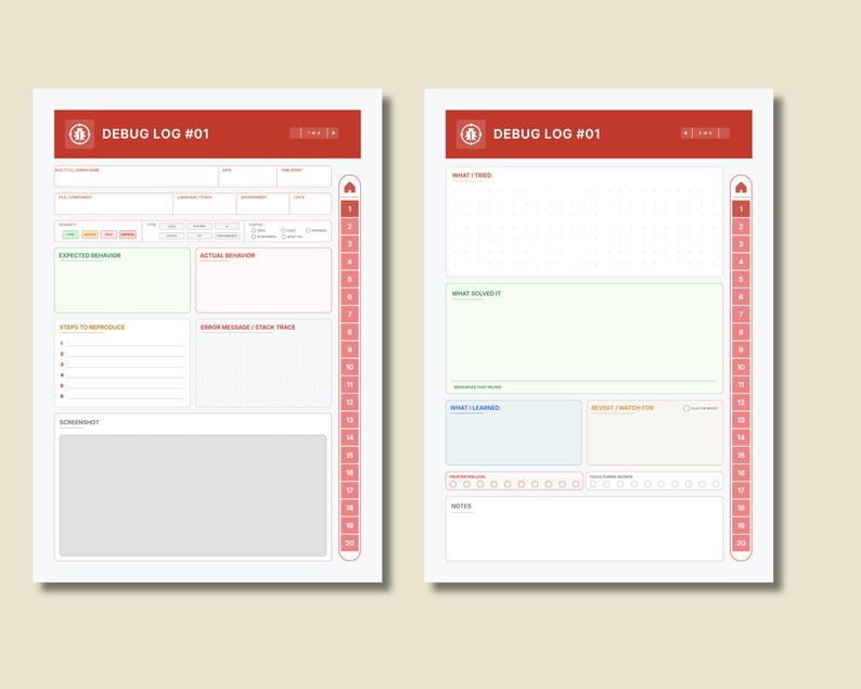 Planer przepływu pracy programisty z hiperłączami w formacie PDF, cyfrowy planer kodowania, śledzenie programowania, tablet GoodNotes Notability na iPada zdjęcie 14