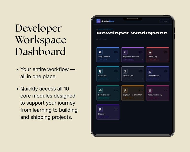 Planer przepływu pracy programisty z hiperłączami w formacie PDF, cyfrowy planer kodowania, śledzenie programowania, tablet GoodNotes Notability na iPada zdjęcie 6