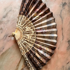 Antique Collectible Fan with Openwork Rods and Painted Romantic Scene