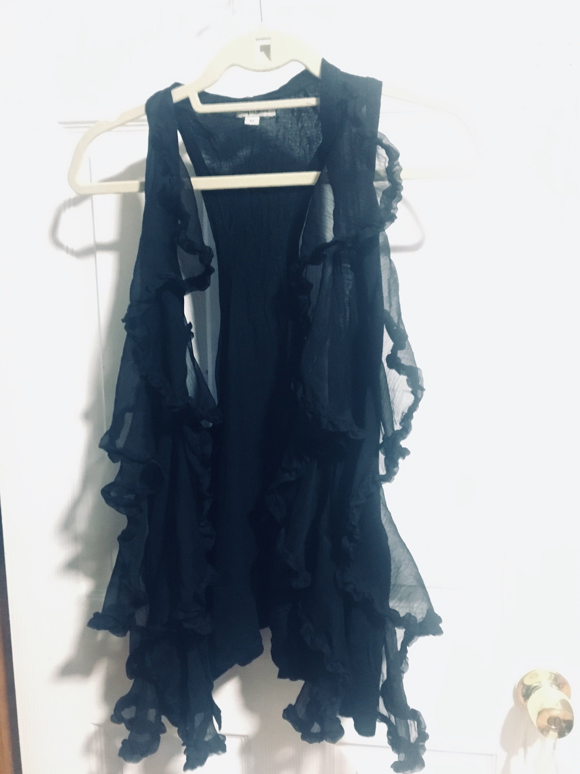 Foley + Corinna Boho Silk and Cotton Jersey Ruffled Vest Size M