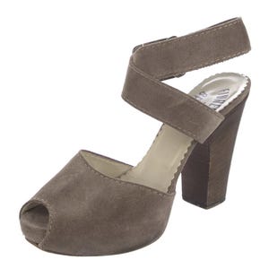 Fiorentini + Baker Suede Platform Sandals – Grey Brown Ankle Buckle Heels