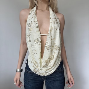 Y2K-haltertop zonder rug met lovertjes