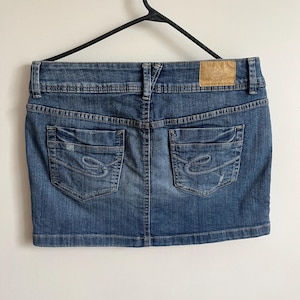 Y2K Low Rise Distressed Denim Mini Skirt - Esprit - Size M/L