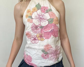 French Connection Floral Halter Top 2000s