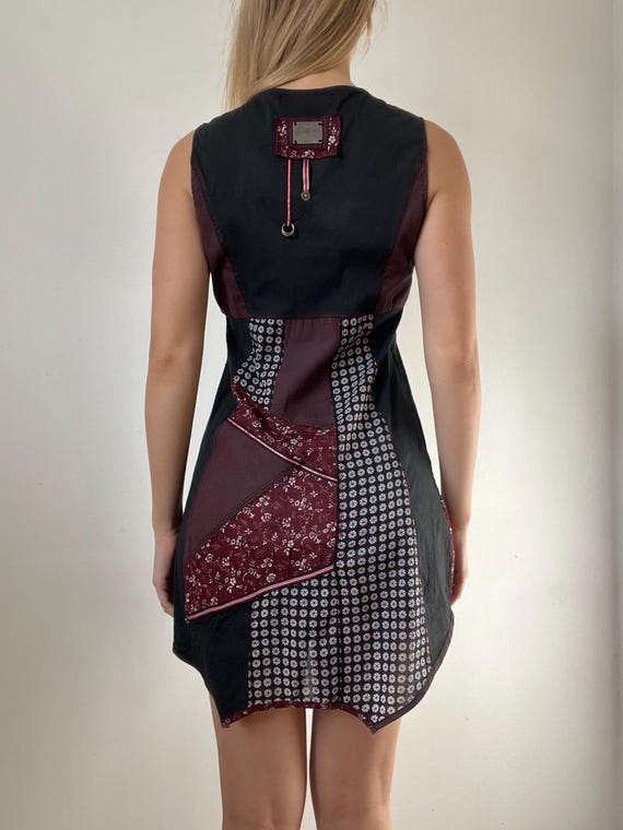Funky Boho Patchwork Mini Dress – Black Floral St… - image 4