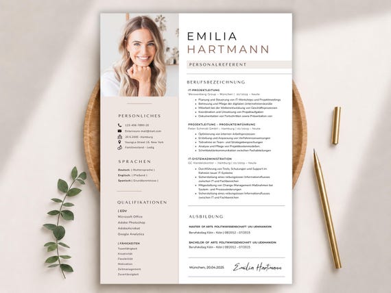Lebenslauf Vorlage Deutsch – Word, Pages & Canva | Professioneller CV mit Anschreiben - Foto |  freundliche Bewerbungsvorlage 2026