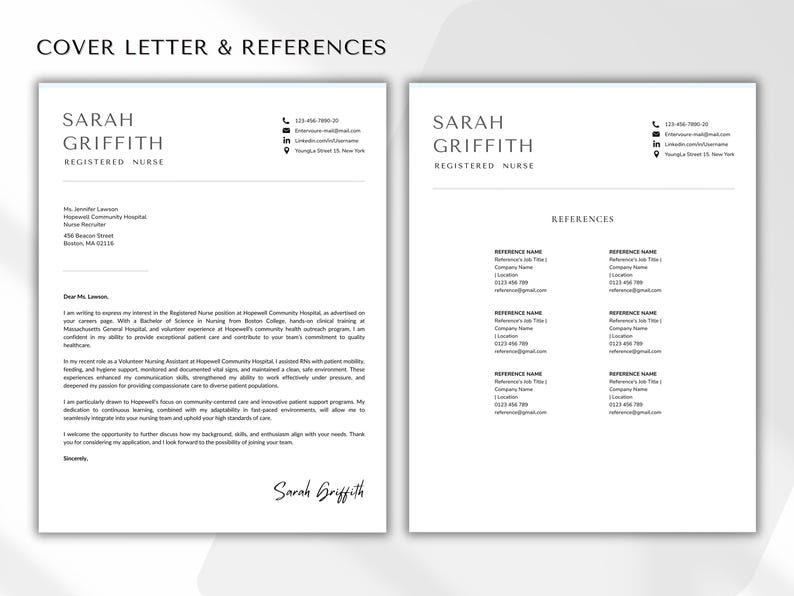Nurse Resume Template Word, Google-Docs,Pages Registered Nurse Resume Template RN, Physician Assistant Resume for Nurse, New Grad Nurse CV image 4