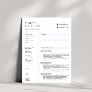 Nurse Resume Template Word, Google-Docs,Pages Registered Nurse Resume Template RN, Physician Assistant Resume for Nurse, New Grad Nurse CV image 7