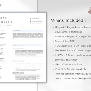 Nurse Resume Template Word, Google-Docs,Pages Registered Nurse Resume Template RN, Physician Assistant Resume for Nurse, New Grad Nurse CV image 5