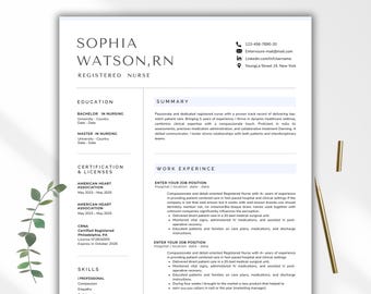 Nurse Resume Template Word, Google-Docs,Pages,Canva  Registered Nurse Resume Template RN, Physician Assistant Resume , New Grad Nurse CV Cna