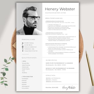 Lebenslauf Vorlage Ms-Word, Mac Pages en Canva | Modern graue Bewerbungsvorlage mit Anschreiben | Professioneel Lebenslauf 2026