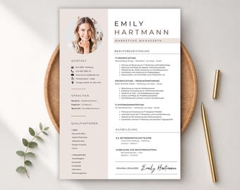 Lebenslauf Vorlage Deutsch 2026 | Professioneller Lebenslauf mit Anschreiben | Moderne Bewerbungsvorlagen | Word, Pages & Canva CV Template