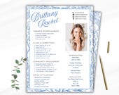Editable Blue Sorority Rush  Resume Template, Canva Design with Photo, Stylish Sorority Recruitment Cover letter, Cute Greek Life Rush Pack