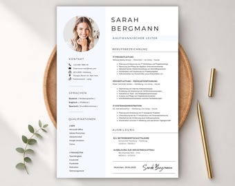 Lebenslauf Vorlage Deutsch - Word, Pages y Canva / Moderne Bewerbungsvorlage mit Anschreiben / Professioneller Lebenslauf 2026