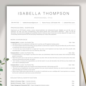 ATS Resume Template Ats CV for Word, Pages & Google Docs , Ats Friendly Professional Resume, Modern Minimalist Ats CV for Job Application.