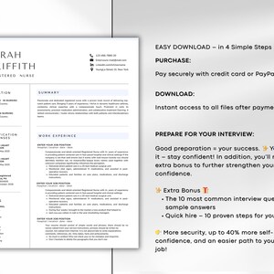 Nurse Resume Template Word, Google-Docs,Pages Registered Nurse Resume Template RN, Physician Assistant Resume for Nurse, New Grad Nurse CV image 12