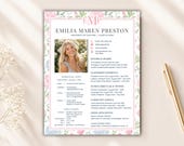 Sorority Rush Resume Template Canva | Editable Sorority Resume with Photo | Greek Life Recruitment Resume Bundle + Cover Letter.