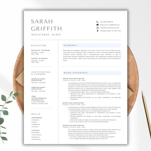 Nurse Resume Template Word, Google-Docs,Pages Registered Nurse Resume Template RN, Physician Assistant Resume for Nurse, New Grad Nurse CV image 13