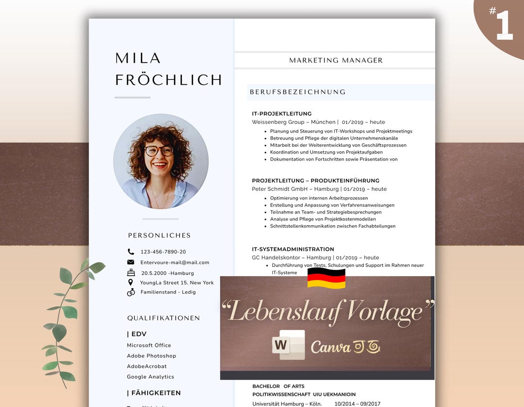 Modern German CV Template 2025 – Professionelle Bewerbungsvorlage Für ...
