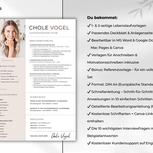 Lebenslauf Vorlage Deutsch 2026 | CV professionnel avec Anschreiben & Foto | Bewerbung Vorlage Word, Pages-Canva | Téléchargement de CV moderne image 2
