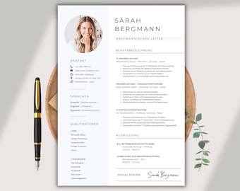 Lebenslauf Vorlage Deutsch - Word, Pages & Canva / Moderne Bewerbungsvorlage mit Anschreiben / Professioneller Lebenslauf 2026