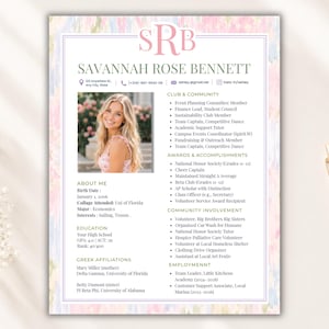 Sorority Rush Resume Template in Canva | Greek Life Resume Bundle | Editable Sorority Recruitment Resume | Rush Cover Letter