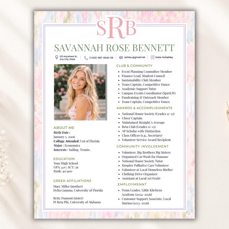 Packing Cv Examples Sorority Template Bundle - Etsy