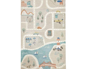 Play Town Kids and Nursery Hand Tufted 100% Wool Rug