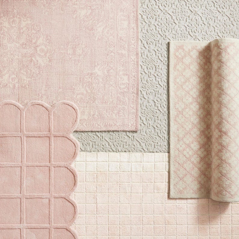 Pastel Color Rug Selena Scallop Rug Hand-tufted 100% Wool Pastel Nursery Kids Playroom ...