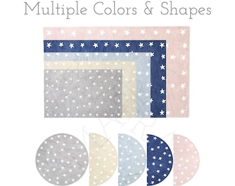Hand-Tufted Wool Star Rug: Soft Nursery and Kids Playroom Carpet