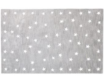 Hand-Tufted Wool Star Rug: Soft Grey Nursery and Kids Room