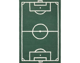 Football Goal Post 3D Kids and Nursery Hand Tufted 100% Wool Rug