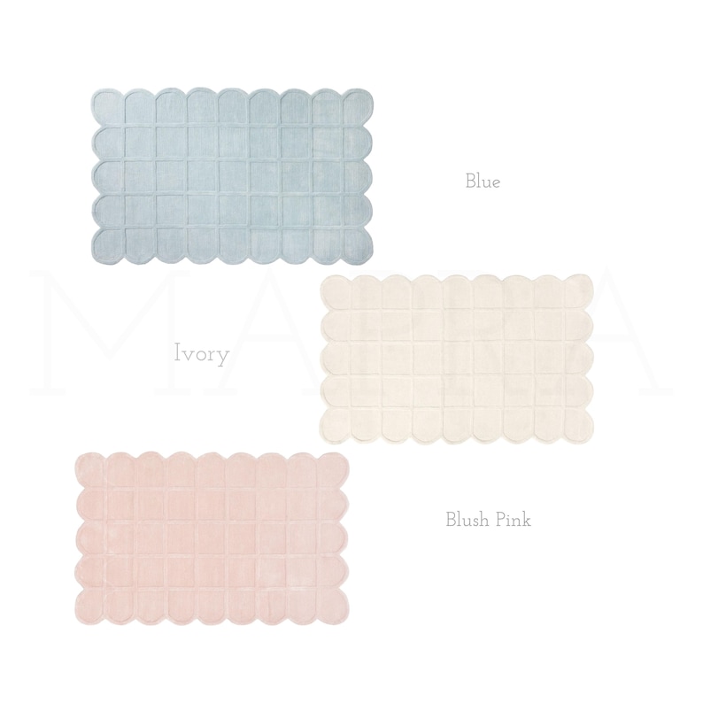 Pastel Color Rug Selena Scallop Rug Hand-tufted 100% Wool Pastel Nursery Kids Playroom ...
