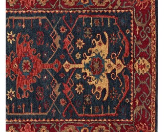 Hand Tufted Wool Oushak Rug, Traditional Indigo or Red (Custom Sizes)