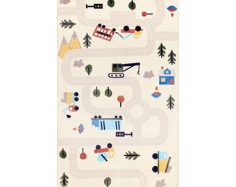 Construction Kids and Nursery Hand Tufted 100% Wool Rug