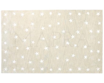 Kids Wool Rug, Hand-Tufted Star Pattern (Nursery & Playroom)