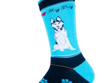 Siberian Husky Dog Women Novelty Socks - 9-11