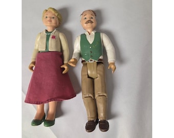 Fisher Price Loving Family Dollhouse Dolls Grandparents Vtg Grandma Grandpa Pair