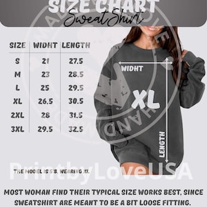 Comfort Colors Sweatshirt 1566 Size Chart Mockup | Unisex Fit Guide | PNG for Canva