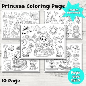 Fairy Tale Princess Coloring Pages: Fantasy Art for Kids (PDF Download)