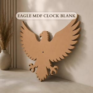 Eagle MDF Clock Blank, Wooden Eagle Clock Base, DIY Wall Clock Shape, Paintable MDF Cutout, Premium Recessed Clock Board